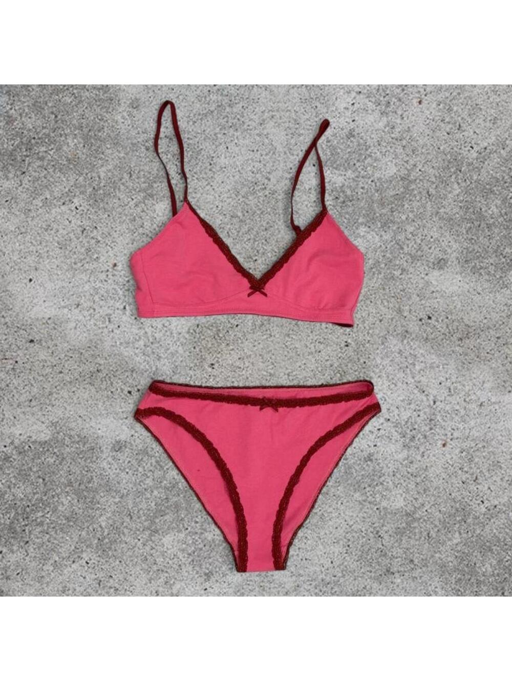Brandy Melville pink and red lingerie set